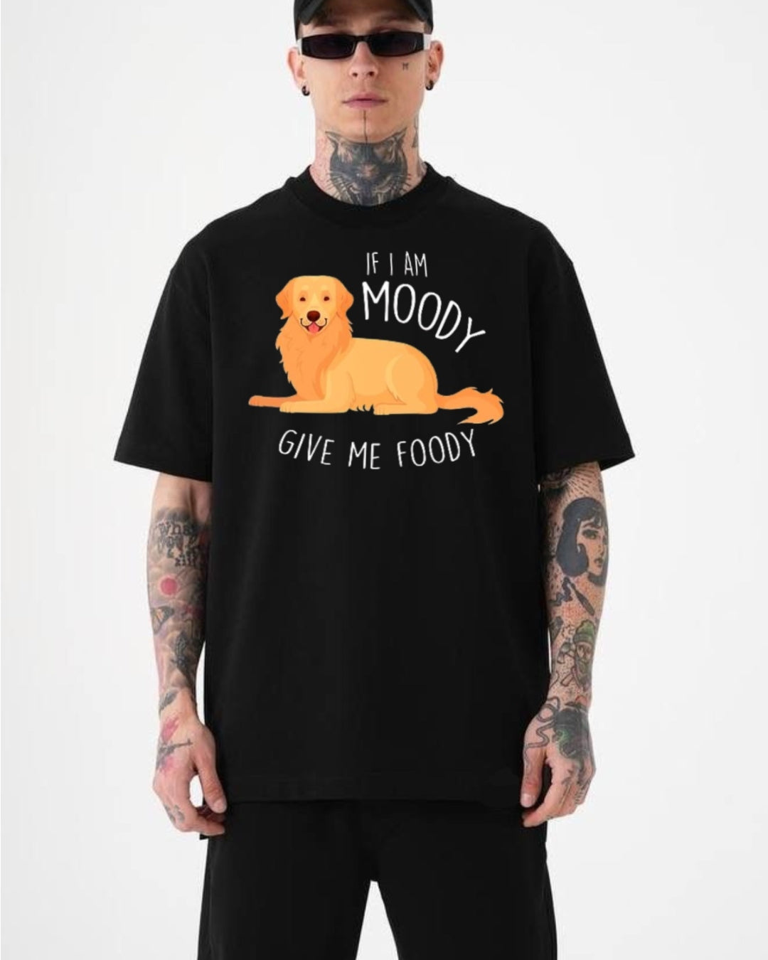 Moody Pup Unisex Exclusive Oversized Tee - Black(*)