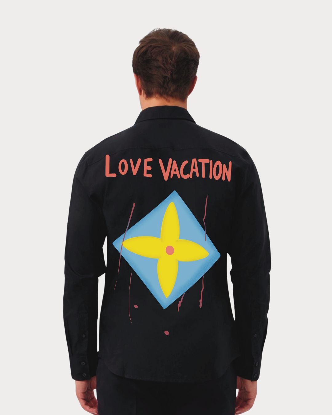 LOVE VACATION FULL SLEEVE BLACK SHIRT