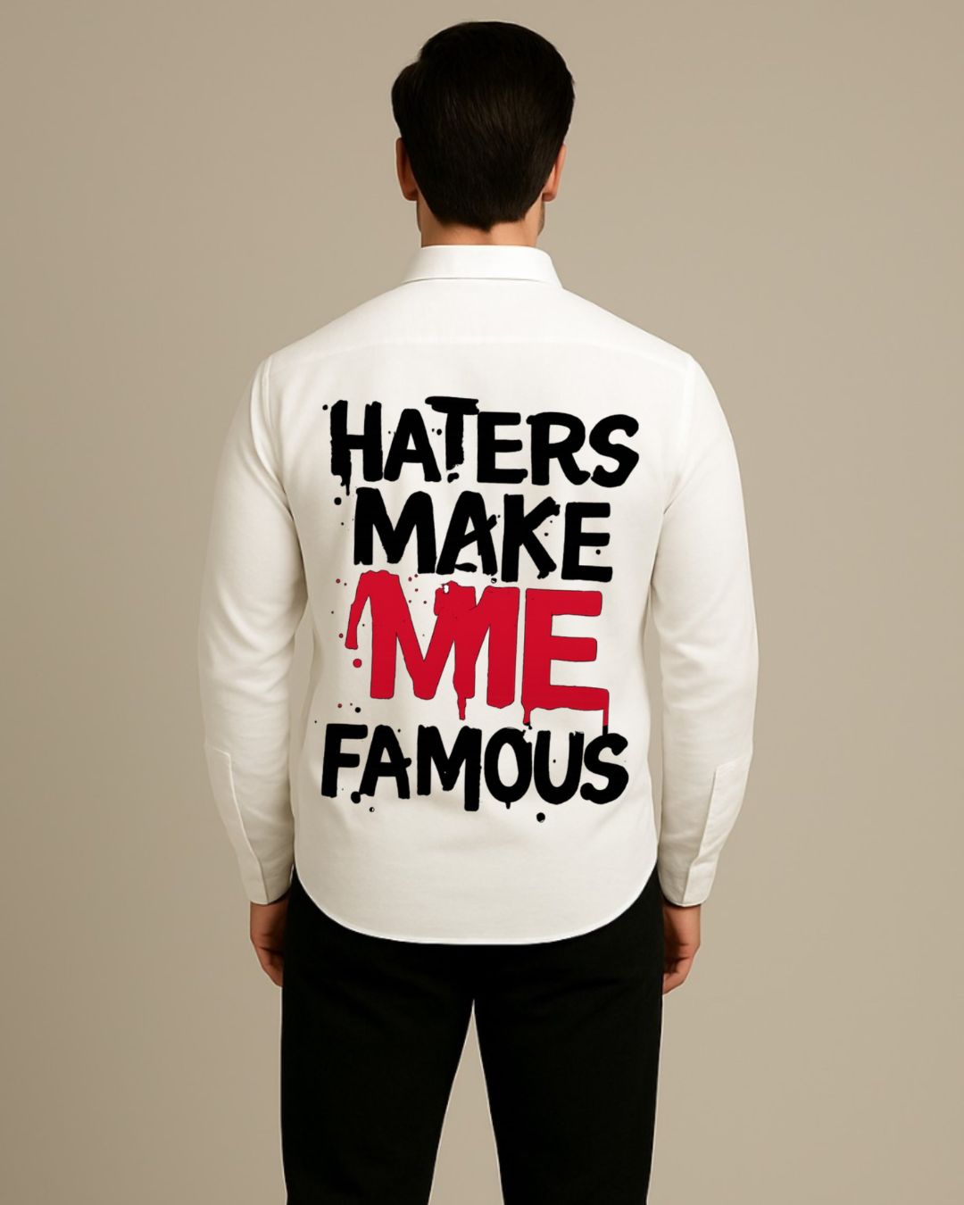 MEN'S ALL EYES ON ME FULL SLEEVE WHITE SHIRT