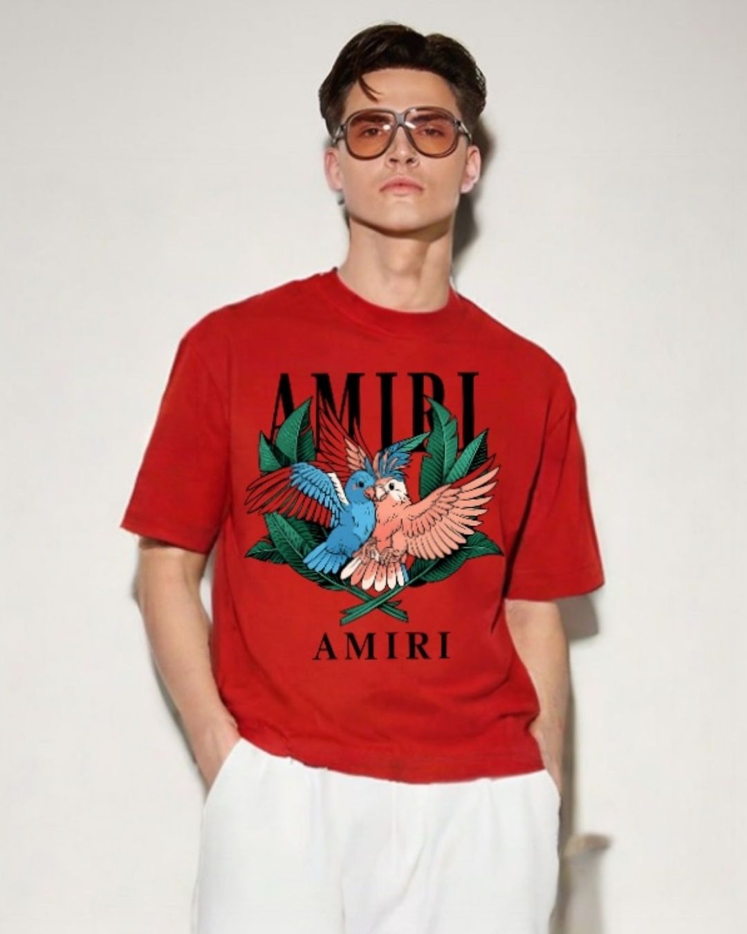 MEN'S AMIRI BIRDS OVERSIZED TSHIRT (RED)