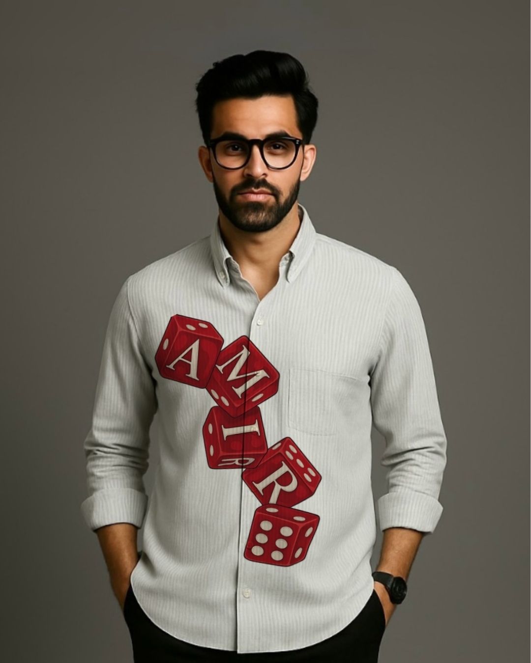 MEN'S AMIRI DICE FULL SLEEVE STRIPE SHIRT