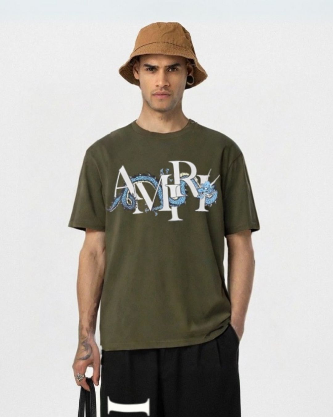 MEN'S AMIRI DRAGON OVERSIZED TSHIRT (OLIVE )