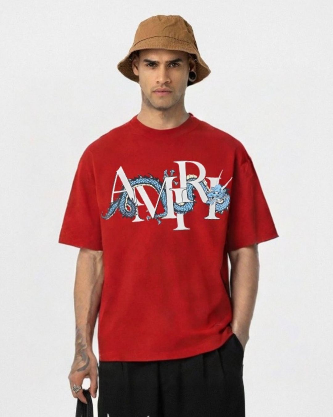 MEN'S AMIRI DRAGON OVERSIZED TSHIRT (RED)