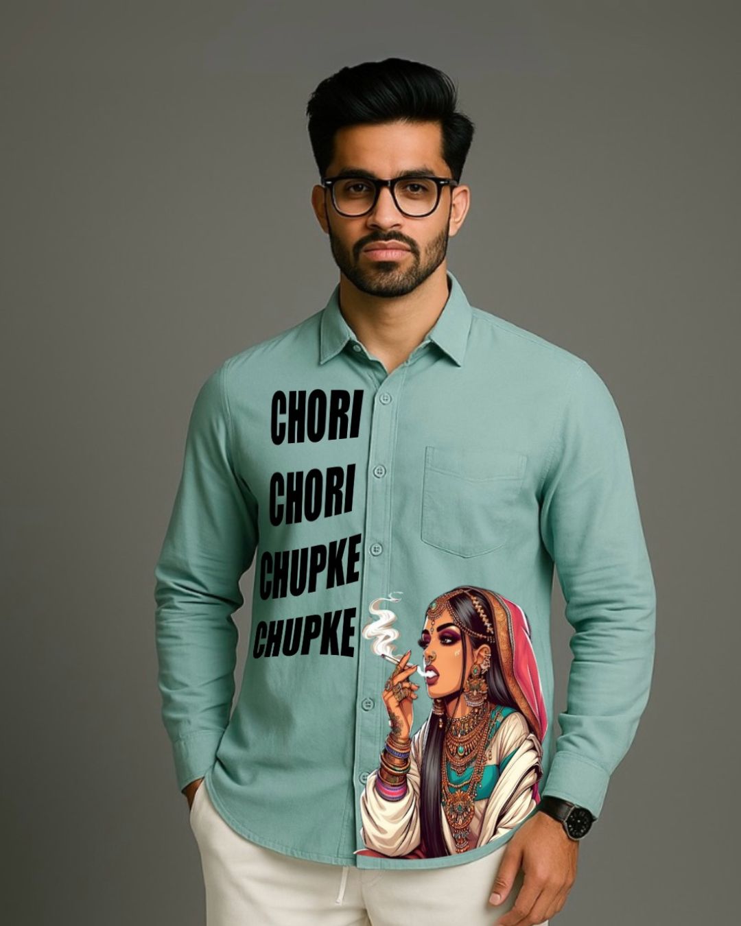 MEN'S BOLD MAHARANI FULL SLEEVE GREEN SHIRT