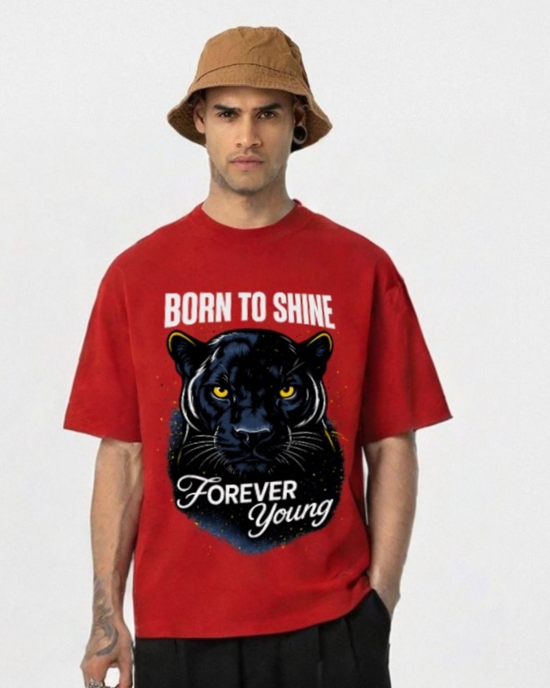 MEN'S BORN TO SHINE OVERSIZED TSHIRT (RED)