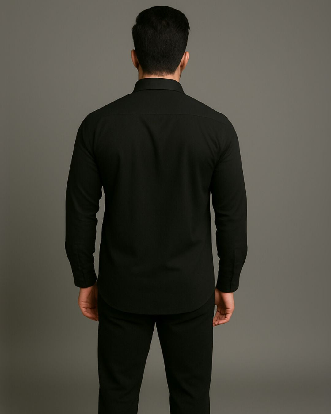 MEN'S BURBERRY PLAID FULL SLEEVE BLACK SHIRT