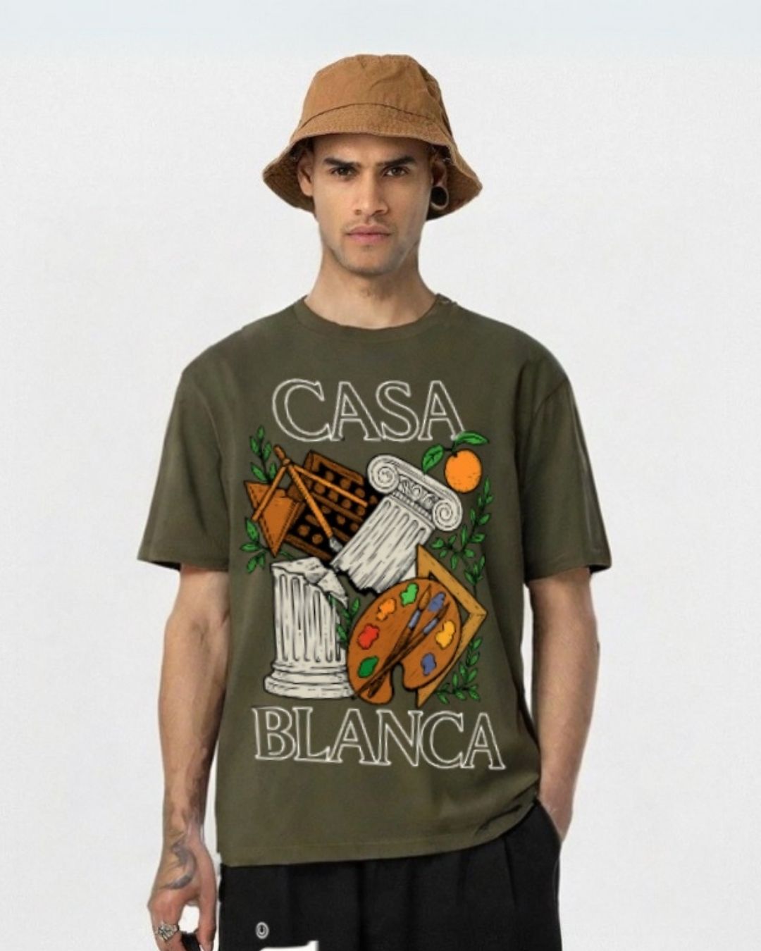 MEN'S CASABLANCA OVERSIZED TSHIRT (OLIVE)