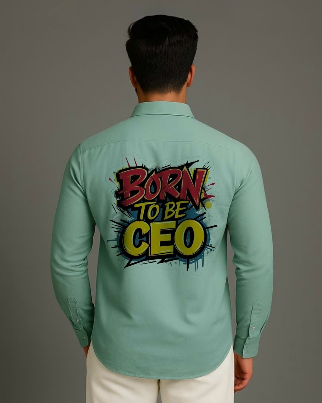 MEN'S CEO VISION FULL SLEEVE GREEN SHIRT