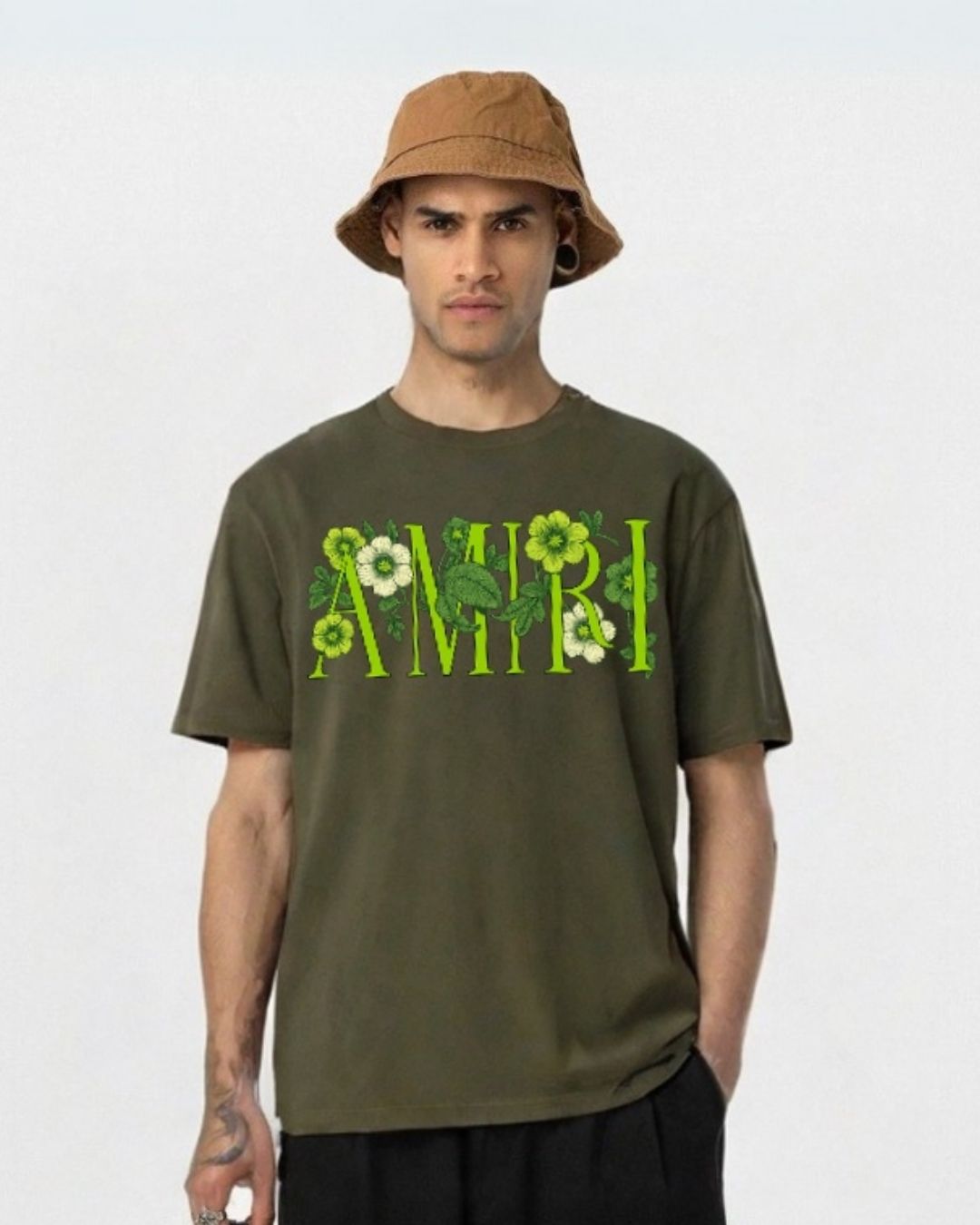 MEN'S FLORA AMIRI OVERSIZED TSHIRT (OLIVE)