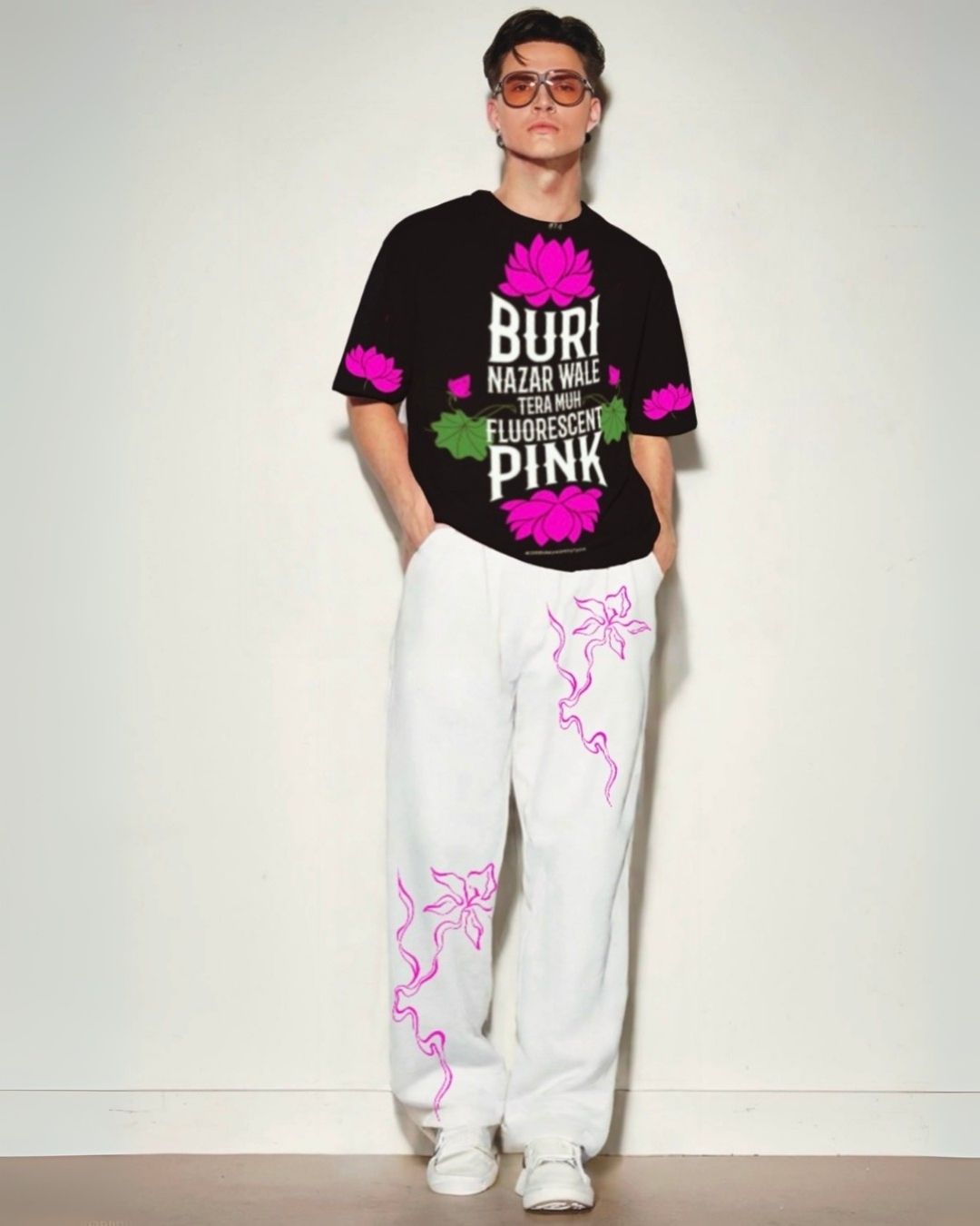 MEN'S FLUORESCENT PINK CORDS (BLACK AND WHITE)