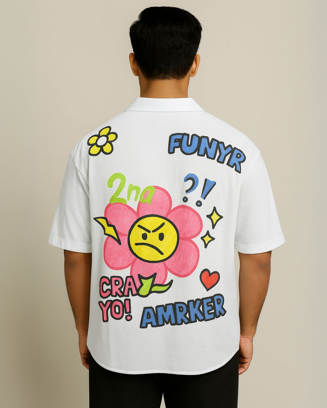 MEN'S FUN AND CLAY HALF SLEEVE WHITE SHIRT