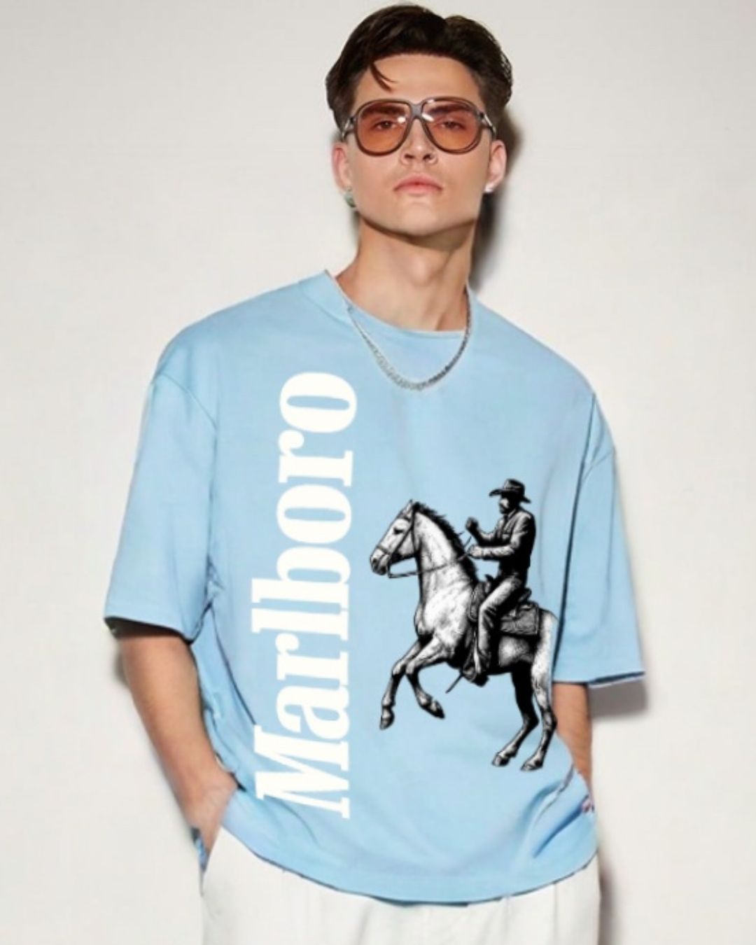 MEN'S HORSE MB OVERSIZED TSHIRT (BLUE)