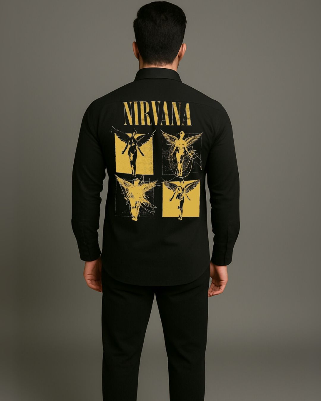 MEN'S NIRVANA ANGLE FULL SLEEVE BLACK SHIRT