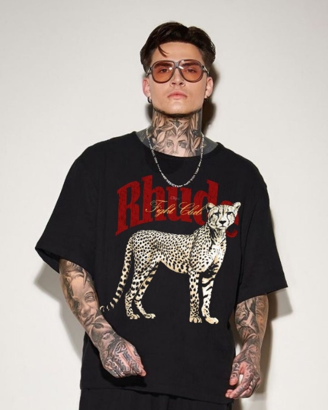 MEN'S RHUDE LEO OVERSIZED TSHIRT (BLACK)