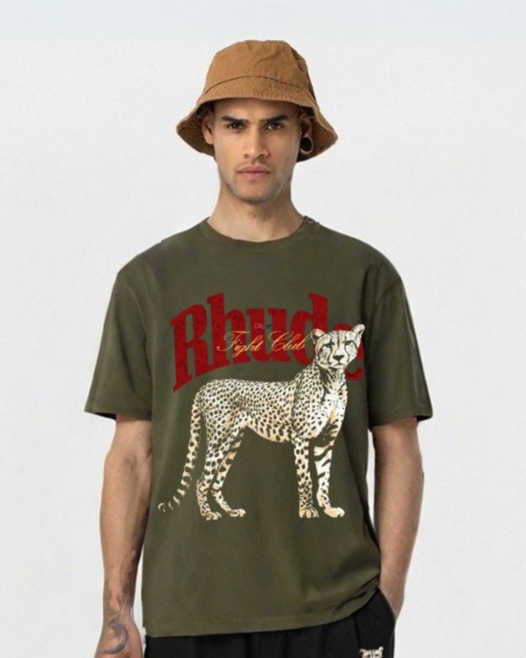 MEN'S RHUDE LEO OVERSIZED TSHIRT (OLIVE)