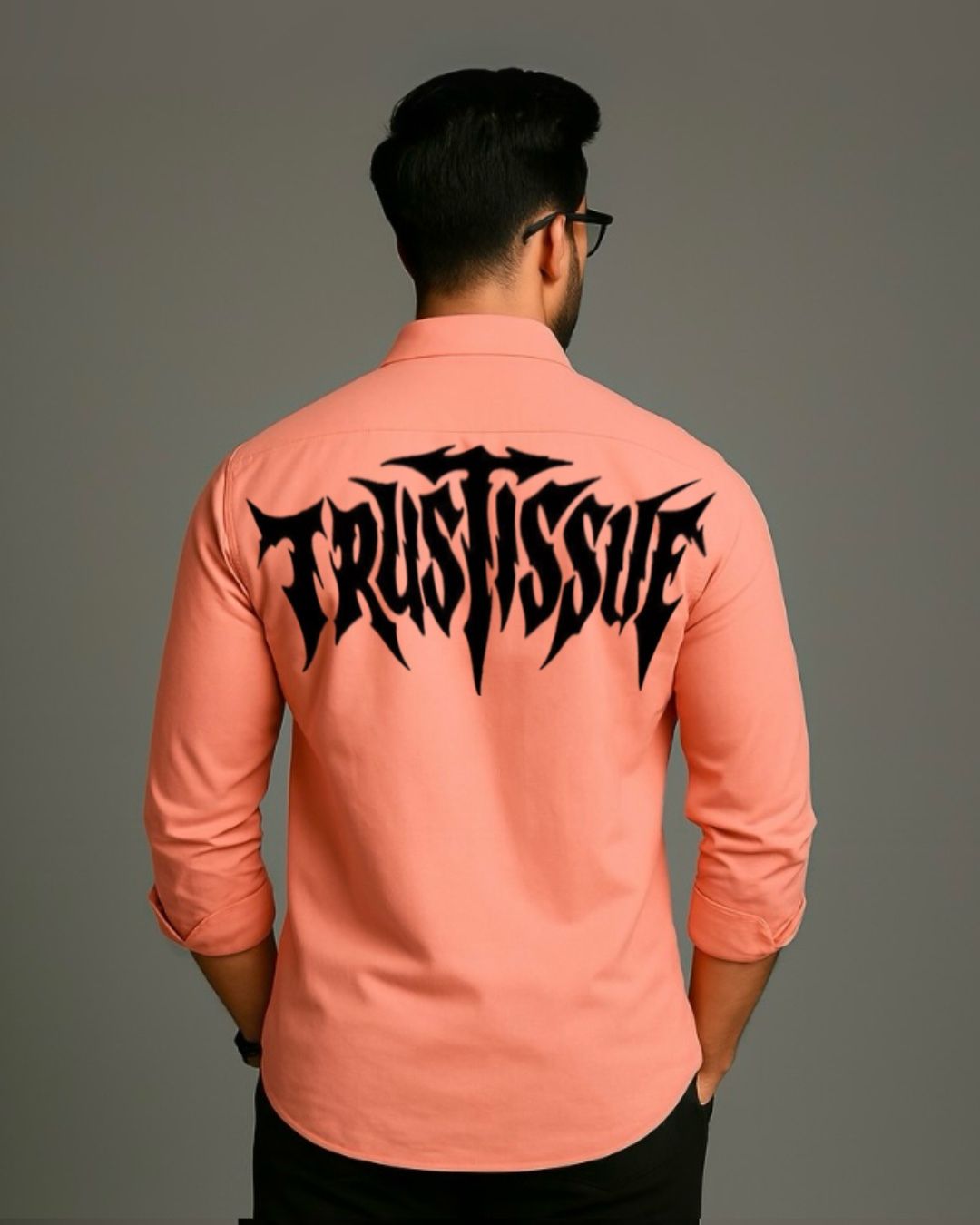 MEN'S RULE BREAKER FULL SLEEVE PEACH SHIRT
