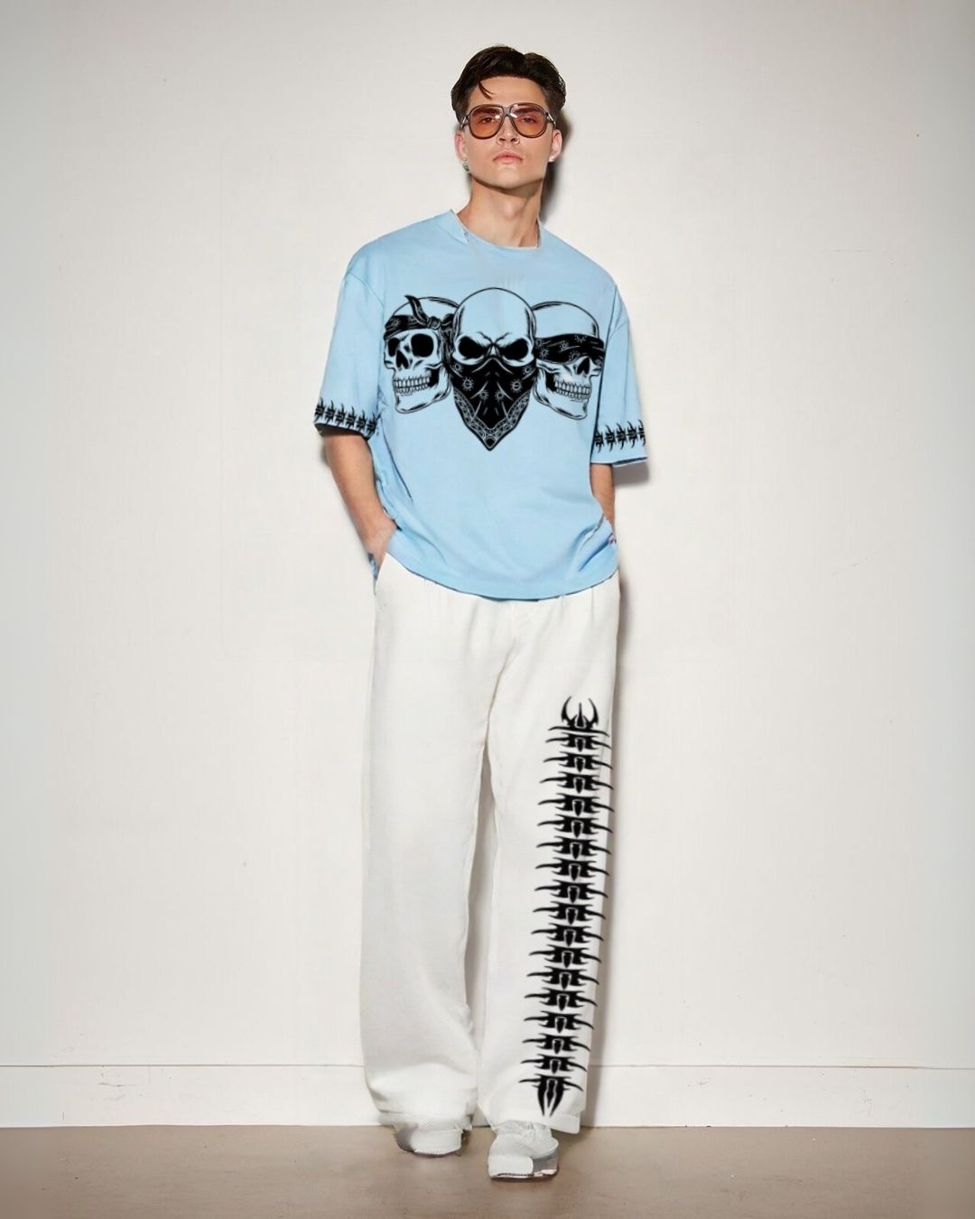 MEN'S SKULL MAFIA CORDS (BLUE AND WHITE)