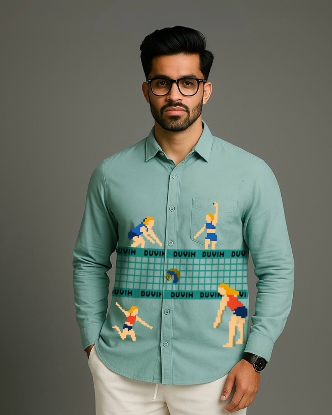 MEN'S SMASH MODE FULL SLEEVE GREEN SHIRT