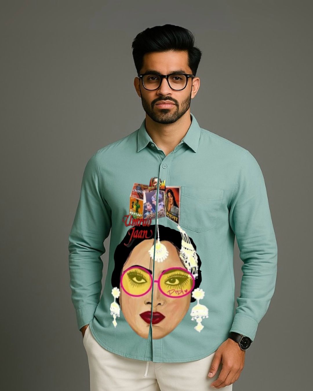 MEN'S UMRAO JAAN FULL SLEEVE GREEN SHIRT