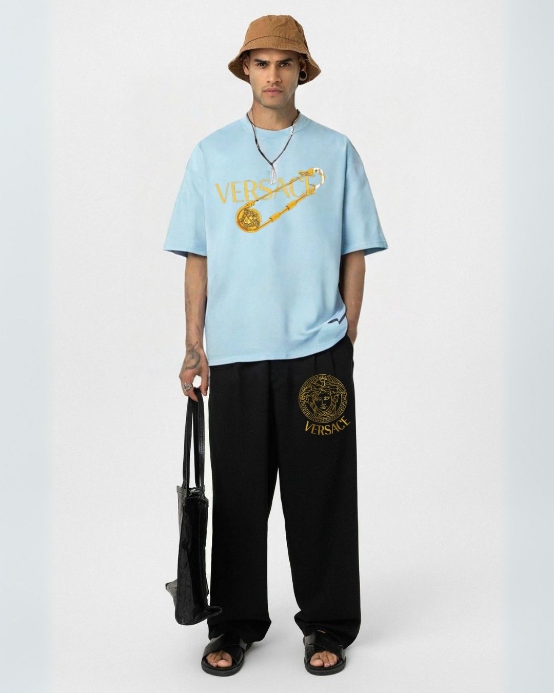 MEN'S VERSACE PIN CORDS (BLUE AND BLACK)