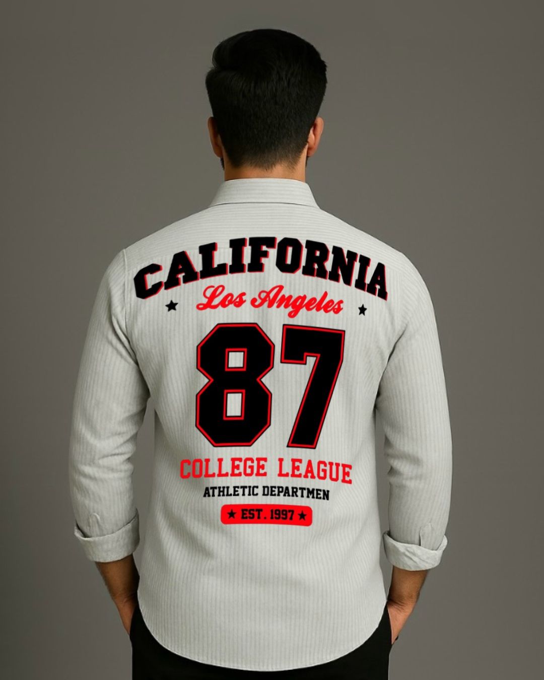 MEN'S COLLEGE LEAGUE FULL SLEEVE STRIPE SHIRT