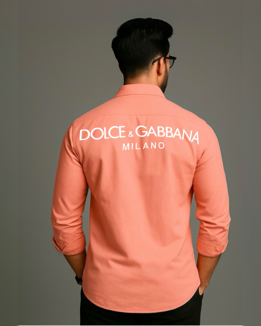 MEN'S DG MILANO FULL SLEEVE PEACH SHIRT(*)