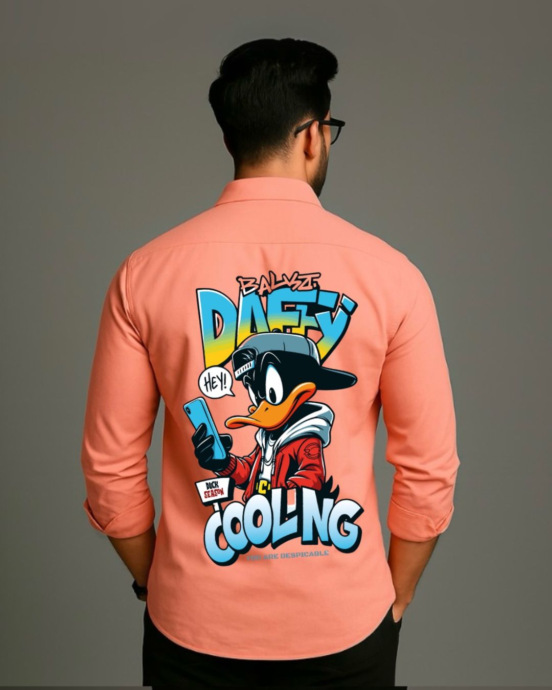 MEN'S DUCK & DODGE FULL SLEEVE PEACH SHIRT