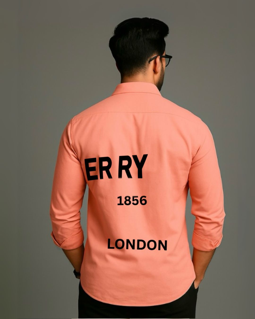 MEN'S ESTABLISH LONDON FULL SLEEVE PEACH SHIRT(*)