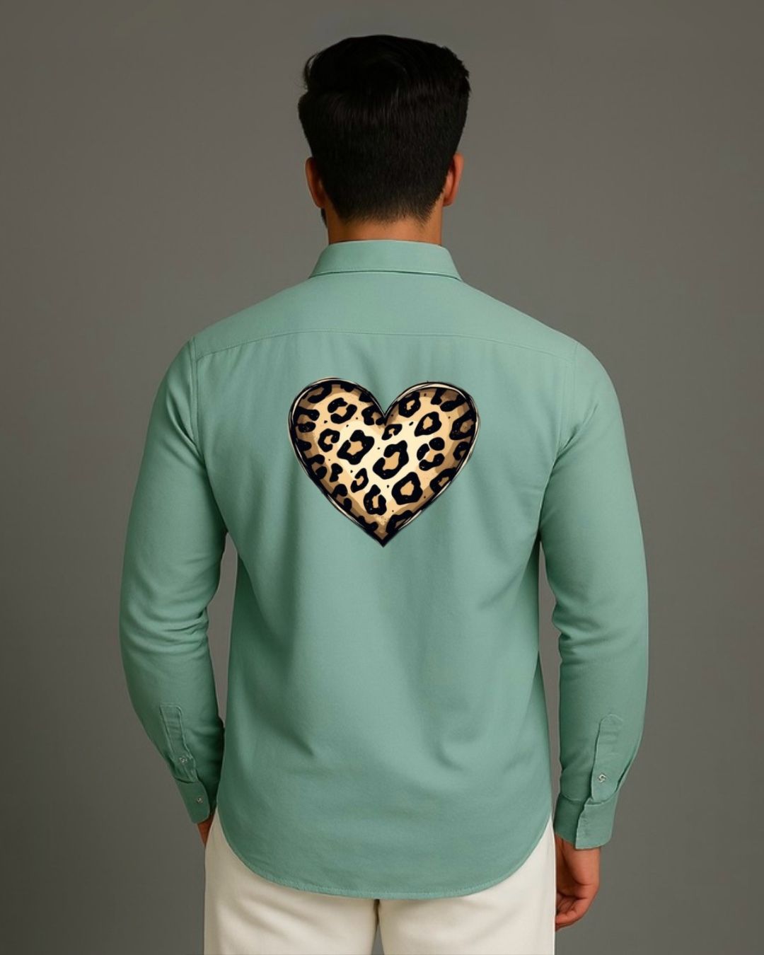 MEN'S LEO HEART FULL SLEEVE GREEN SHIRT