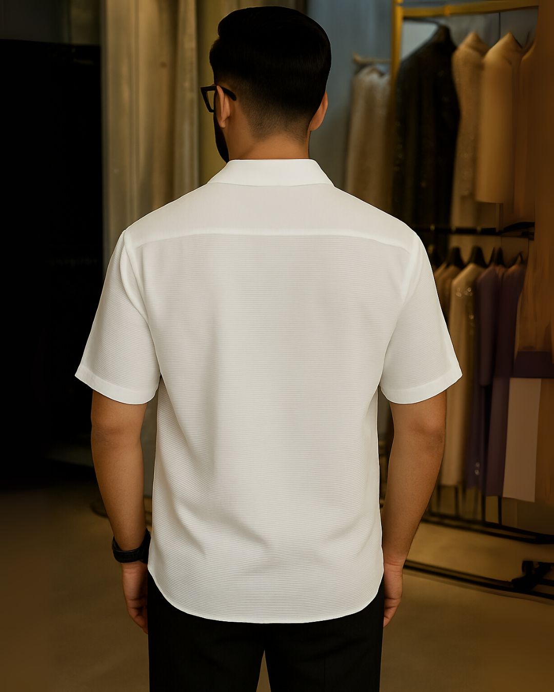 MEN'S PLUTO POP HALF SLEEVE WHITE SHIRT