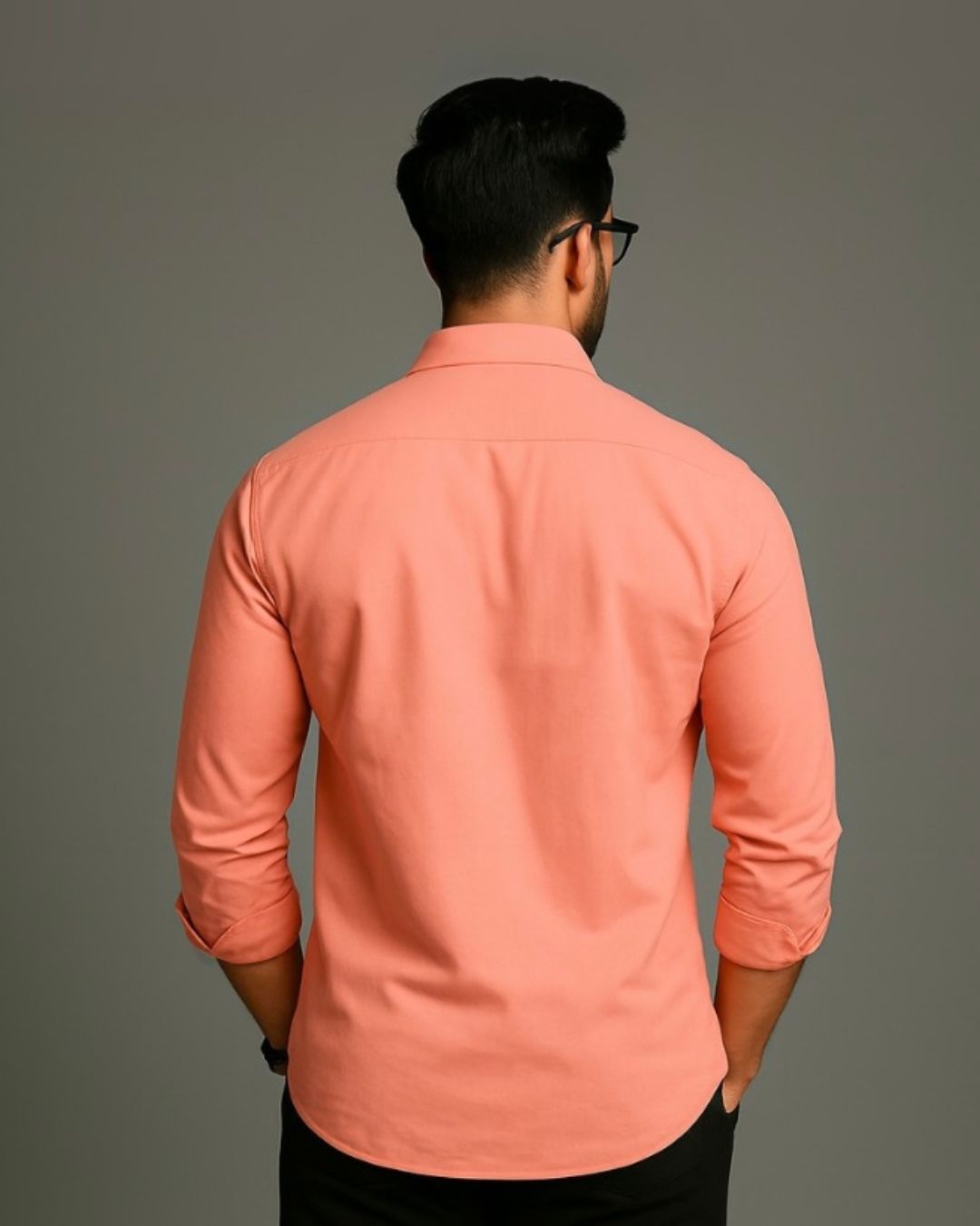 MEN'S ROAR CRUNCHY FULL SLEEVE PEACH SHIRT