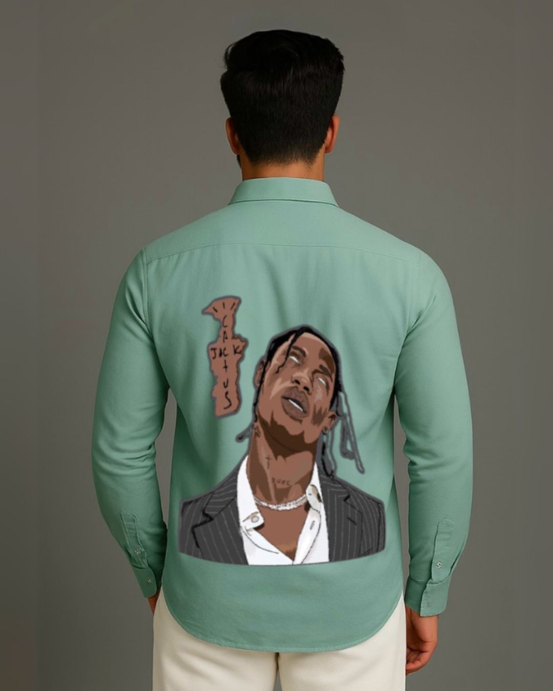 MEN'S TRAVIS TRIPPY FULL SLEEVE GREEN SHIRT(*)