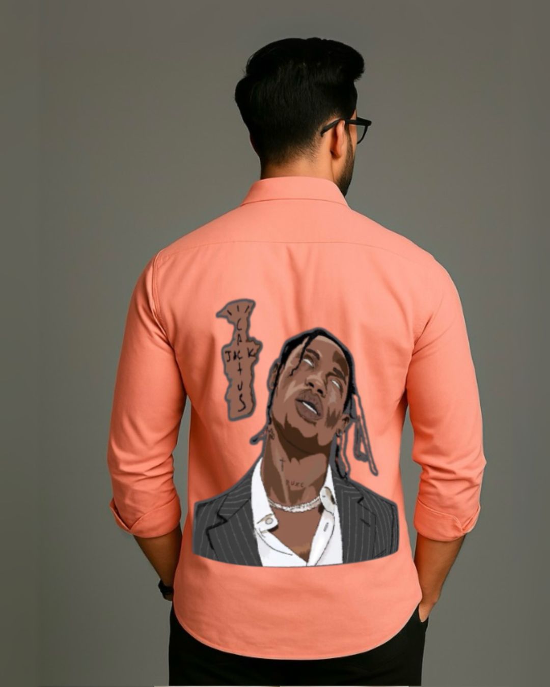 MEN'S TRAVIS TRIPPY FULL SLEEVE PEACH SHIRT (*)