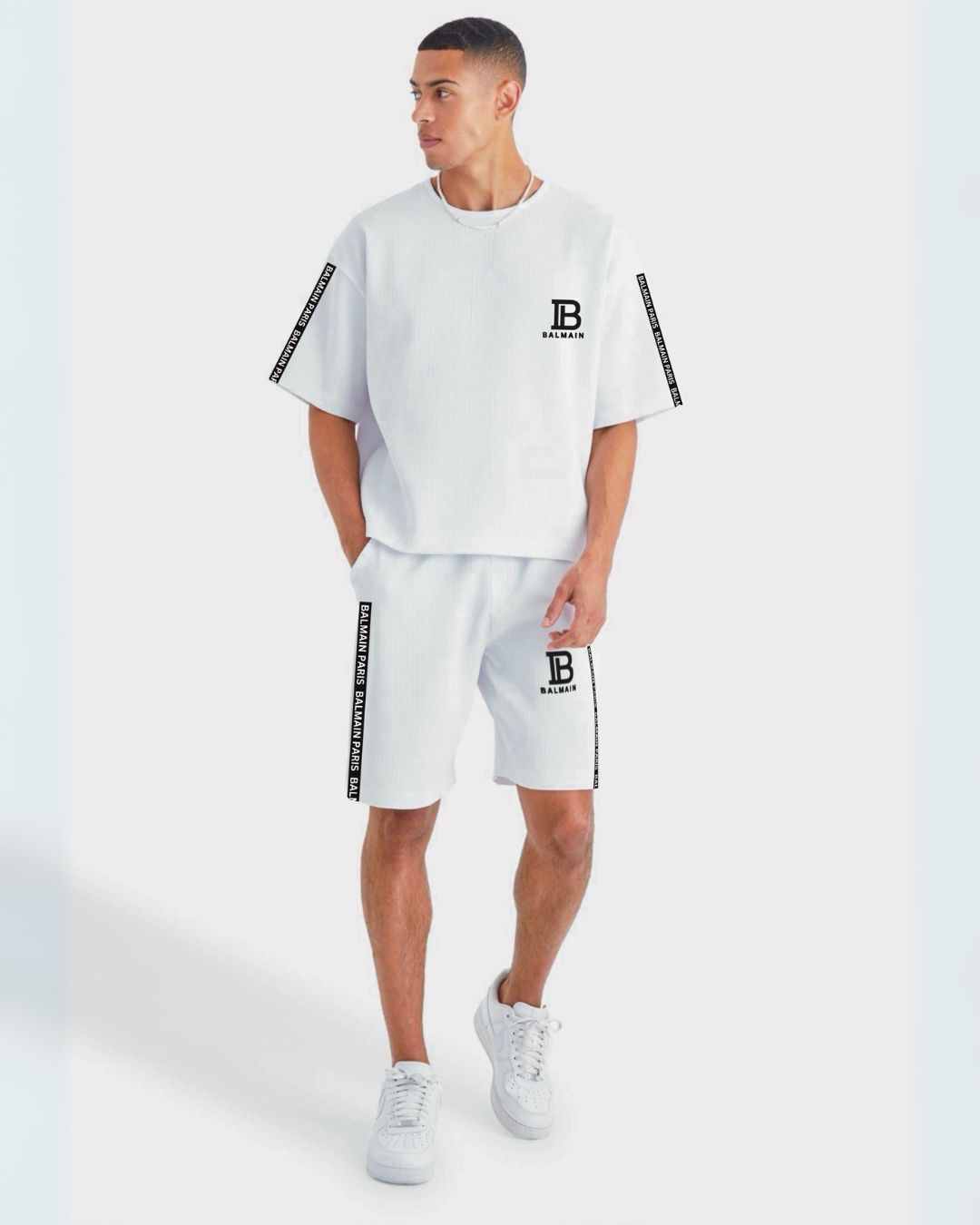 Men Paris Ultrasoft Shorts CordSet ( white and white )(*)