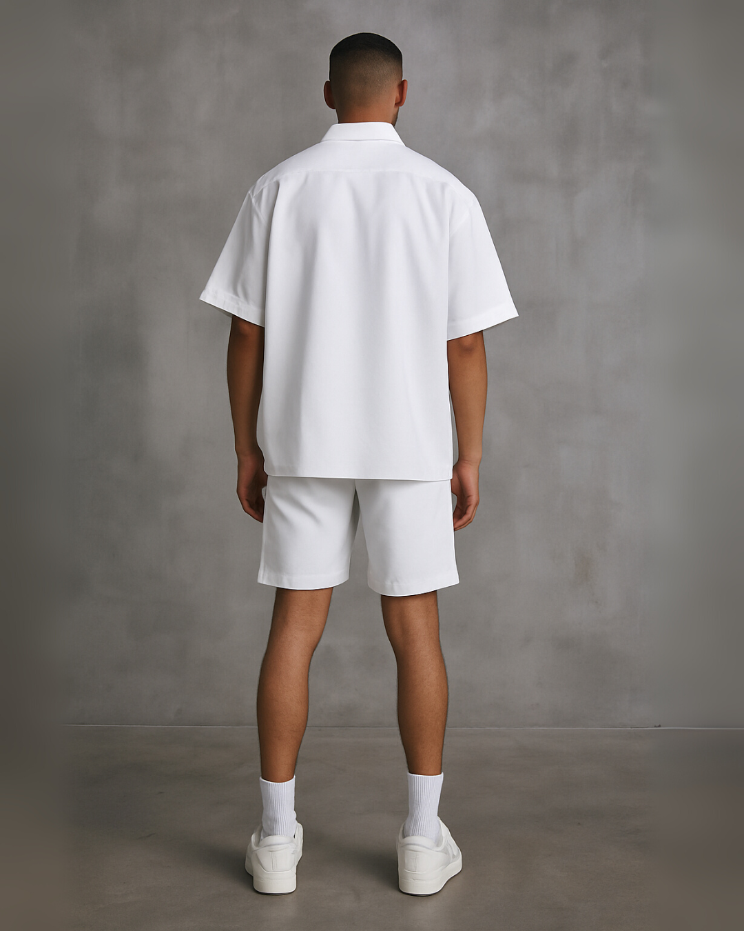 Lv2.0 half sleeve shirt with shorts cordset (white and white )(*)