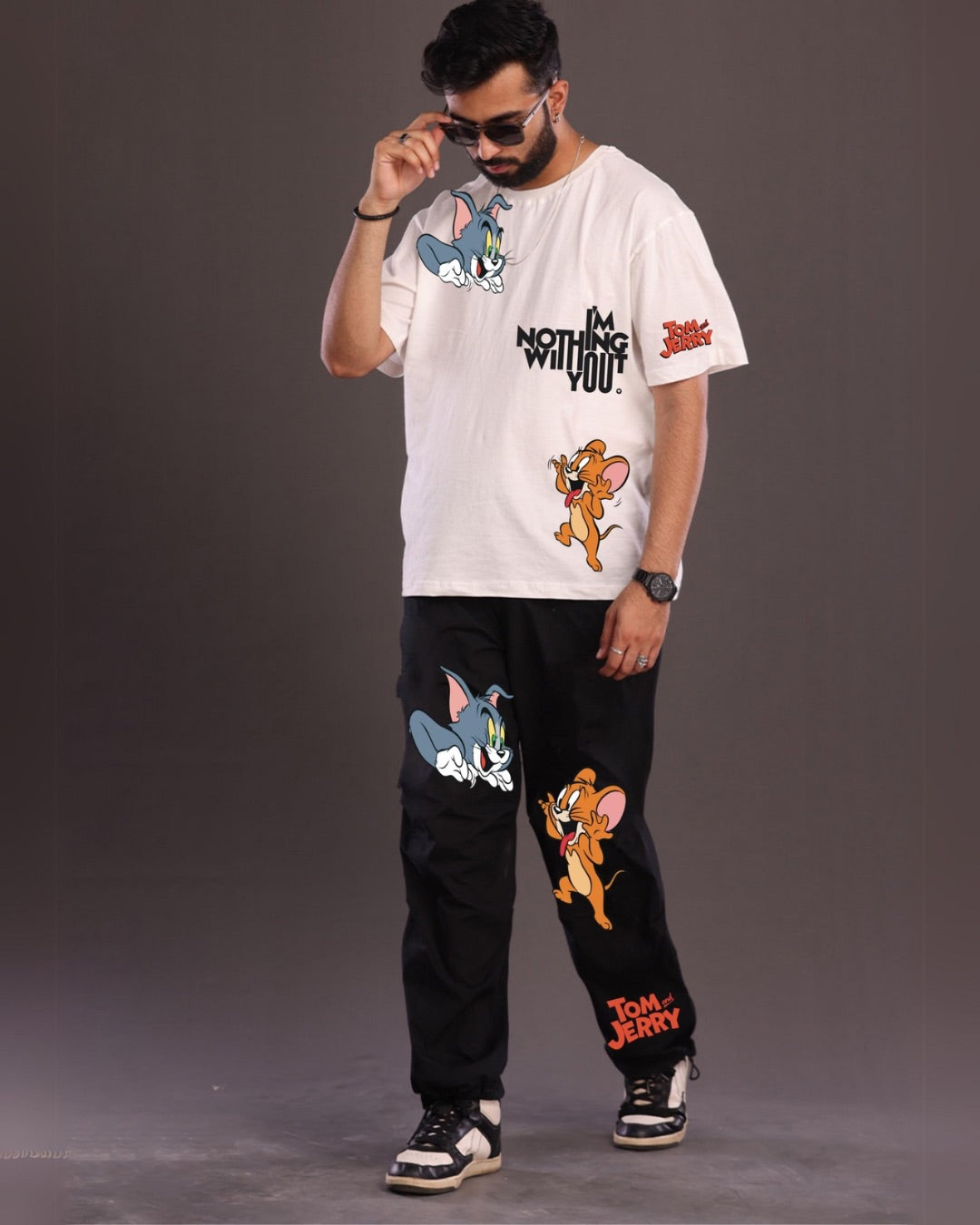 White and Black Men's Tom & Jerry Co-ord Set - Men's Choice