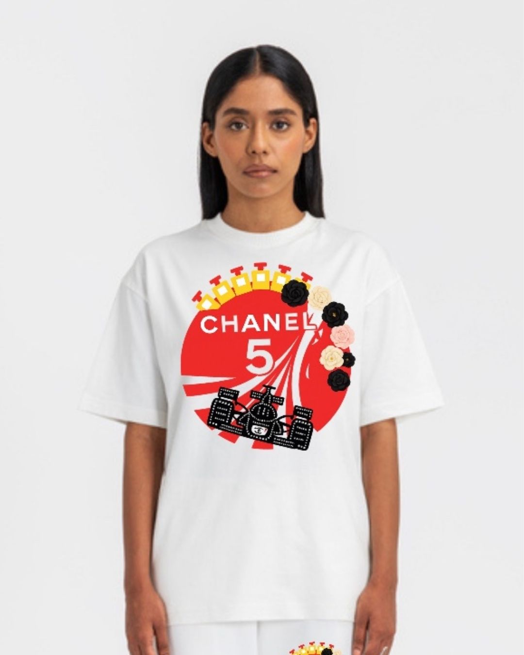 WOMEN'S CHANEL OVERSIZED TSHIRT (WHITE )
