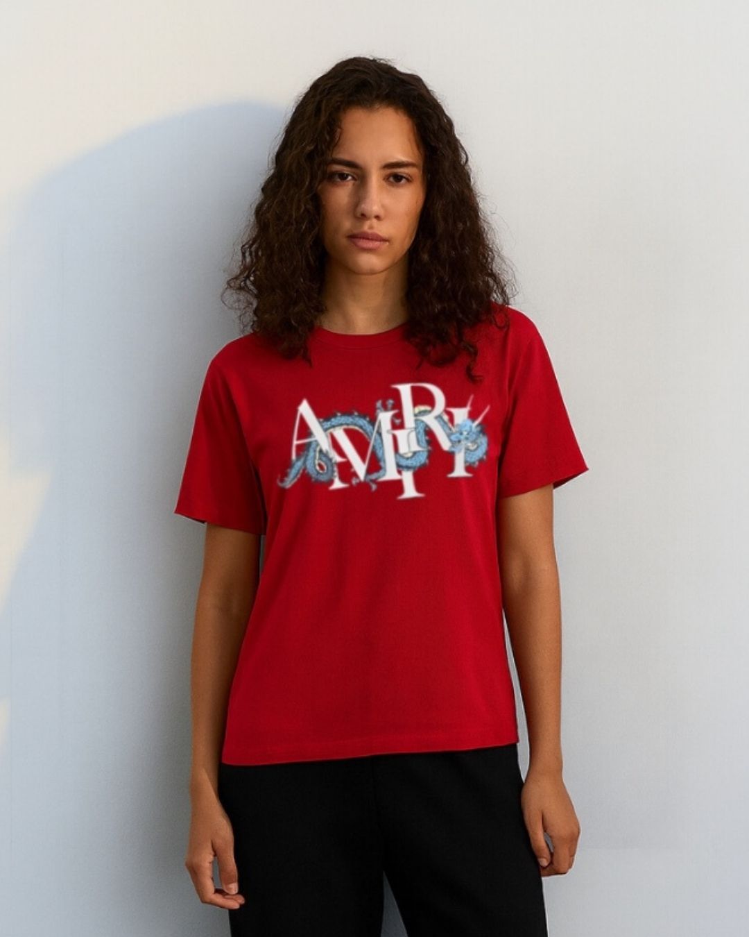 WOMEN'S AMIRI DRAGON OVERSIZED TSHIRT (RED)