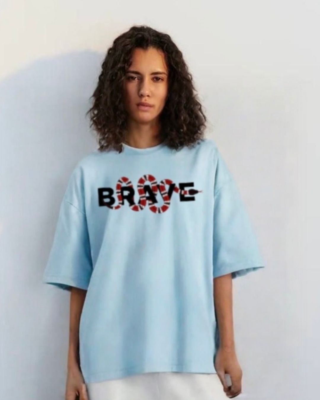 WOMEN'S BRAVE SNAKE OVERSIZED TSHIRT (BLUE)