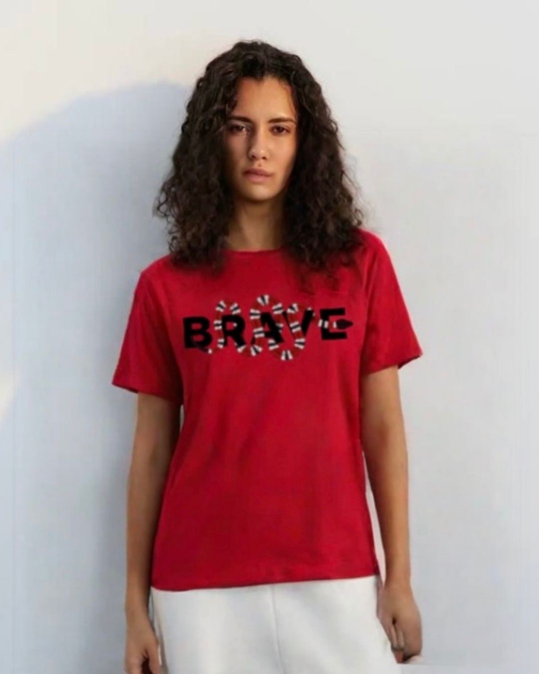 WOMEN'S BRAVE SNAKE OVERSIZED TSHIRT (RED)