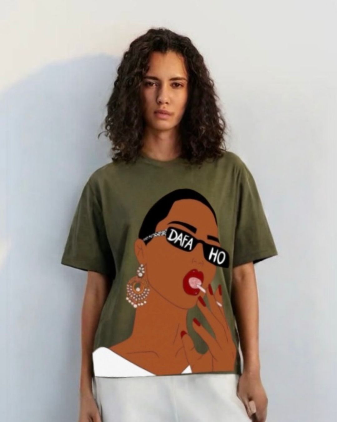 WOMEN'S DAFFA HO OVERSIZED TSHIRT (OLIVE)