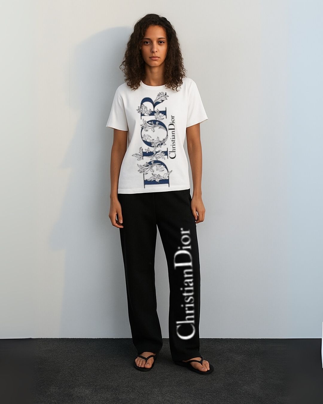 WOMEN'S DIOR CD CORDS (WHITE & BLACK)