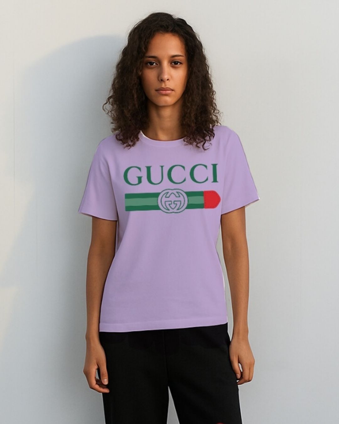 WOMEN'S GG GUCCI OVERSIZED TSHIRT (PURPLE )
