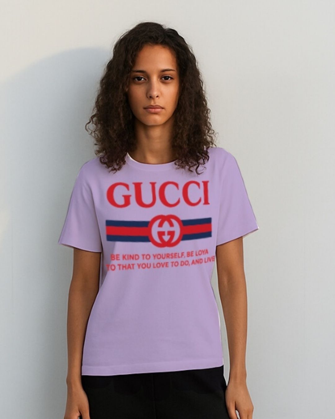 WOMEN'S GUCCI FLAG OVERSIZED TSHIRT (PURPLE )