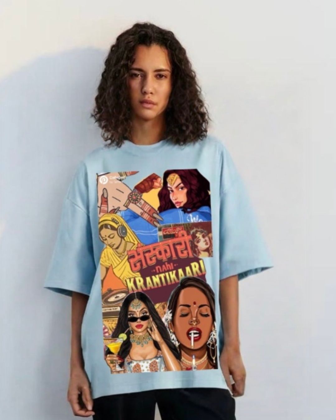 WOMEN'S KRANTI COUTURE OVERSIZED TSHIRT (BLUE)