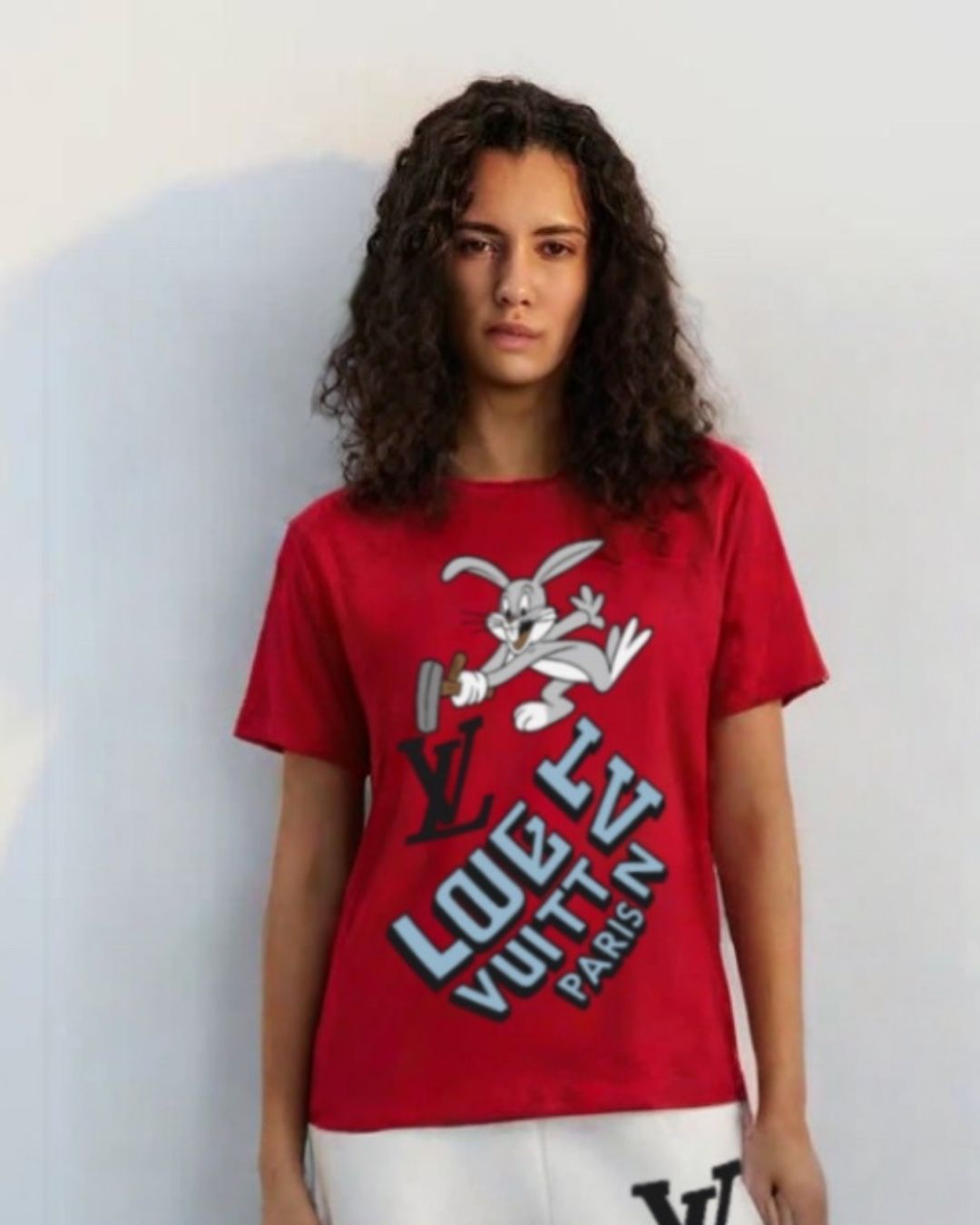 WOMEN'S LV BUNNY OVERSIZED TSHIRT (RED)