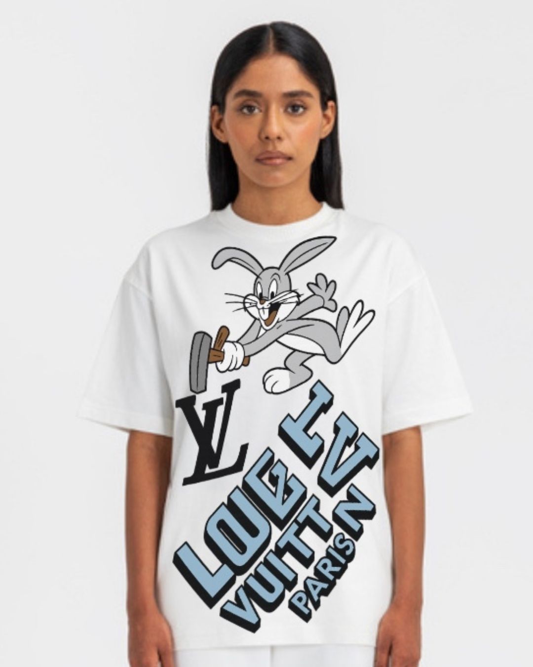 WOMEN'S LV BUNNY OVERSIZED TSHIRT (WHITE)