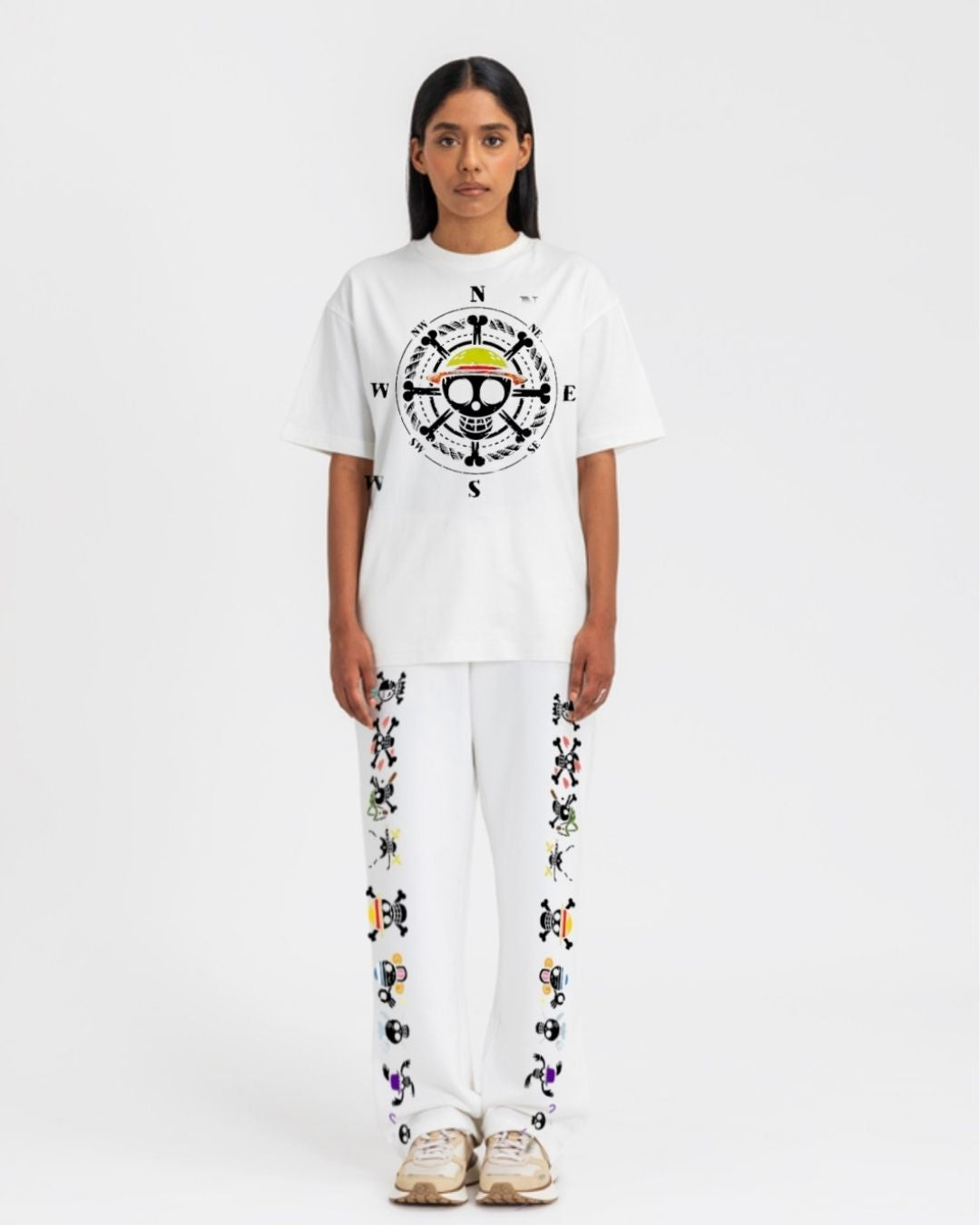 WOMEN'S ONE PEICE COMPASS CORDS (WHITE AND WHITE)