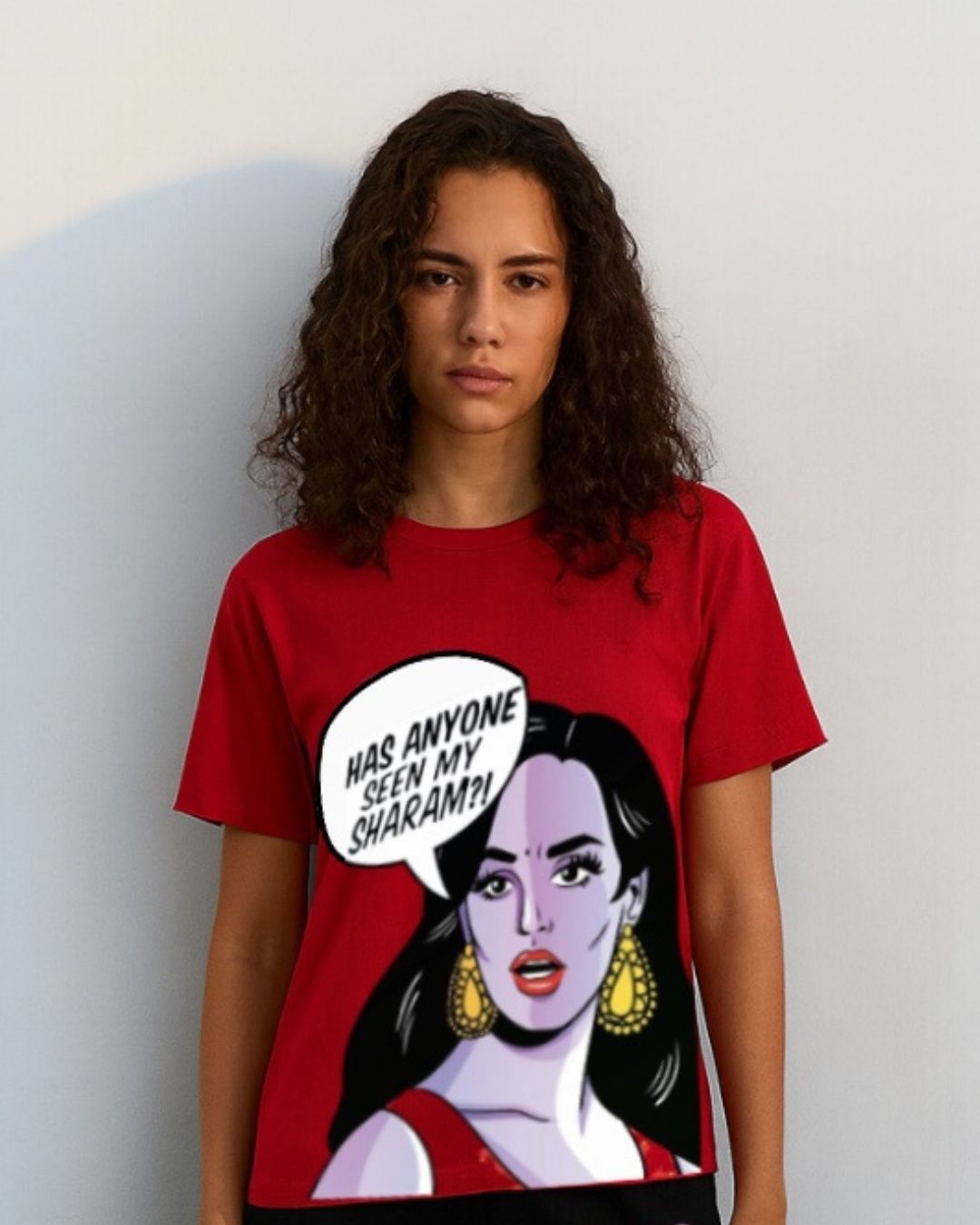 WOMEN'S SASSY AF OVERSIZED TSHIRT (RED)