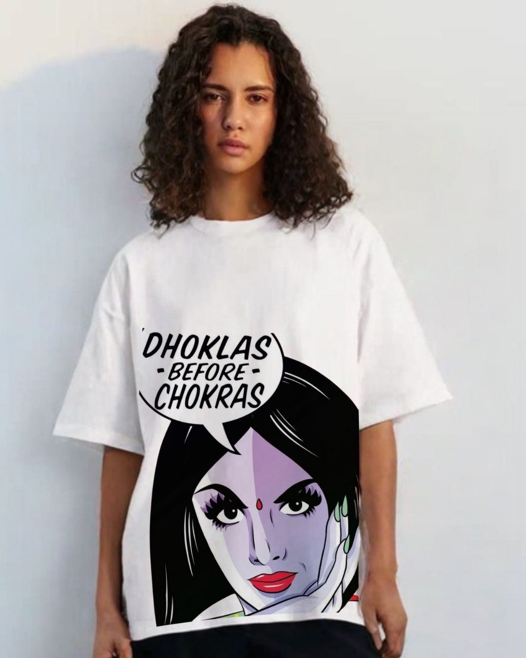 WOMEN'S SNACK OVER SHAADI OVERSIZED TSHIRT (WHITE)